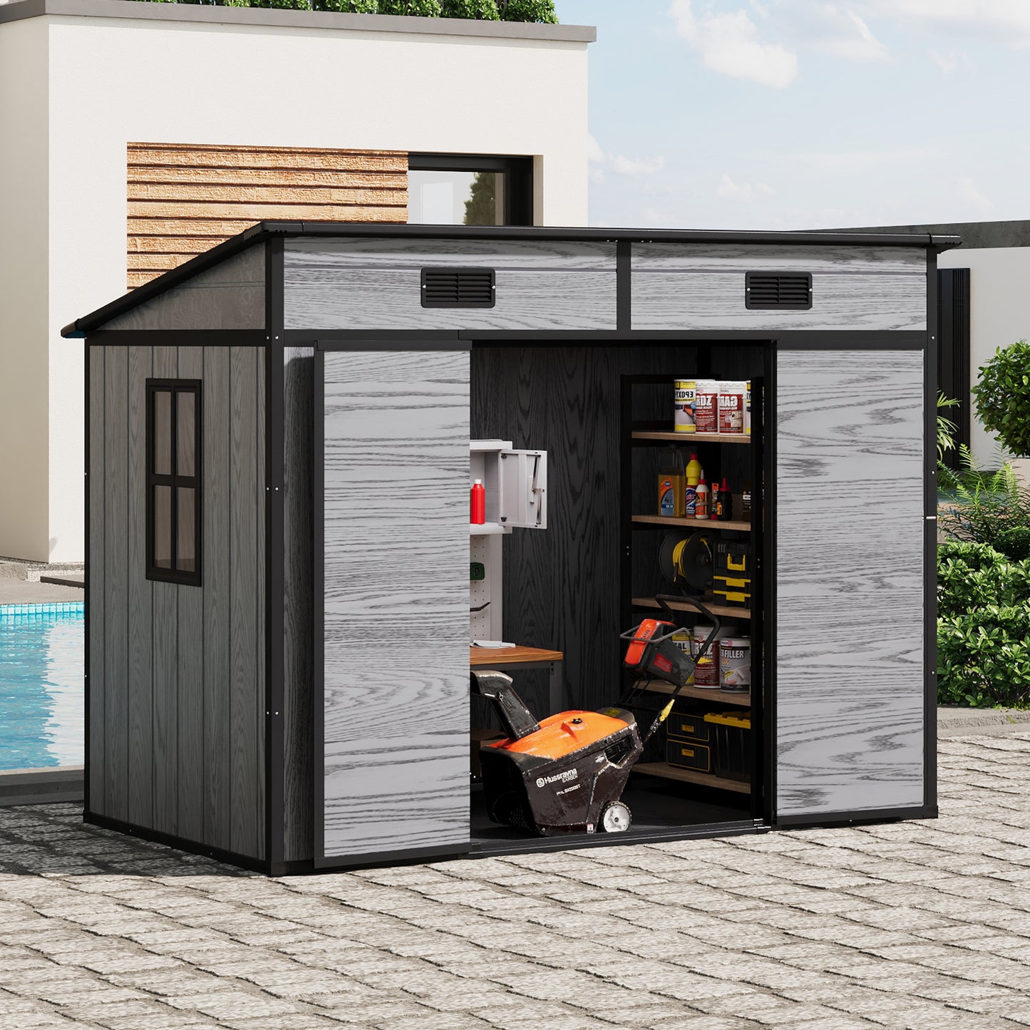 8x4FT Outdoor Plastic Garden Storage Shed