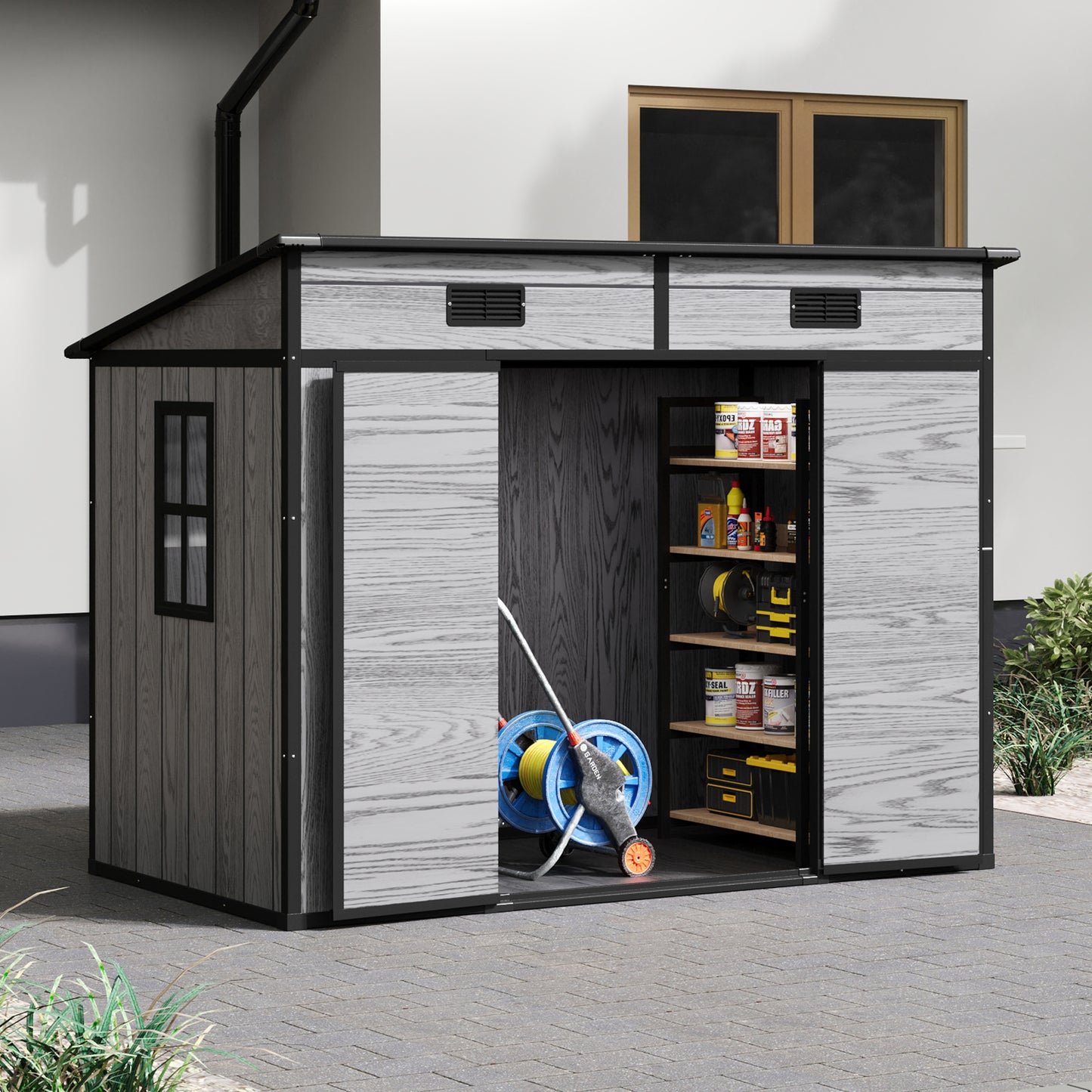 8x4FT Outdoor Plastic Garden Storage Shed