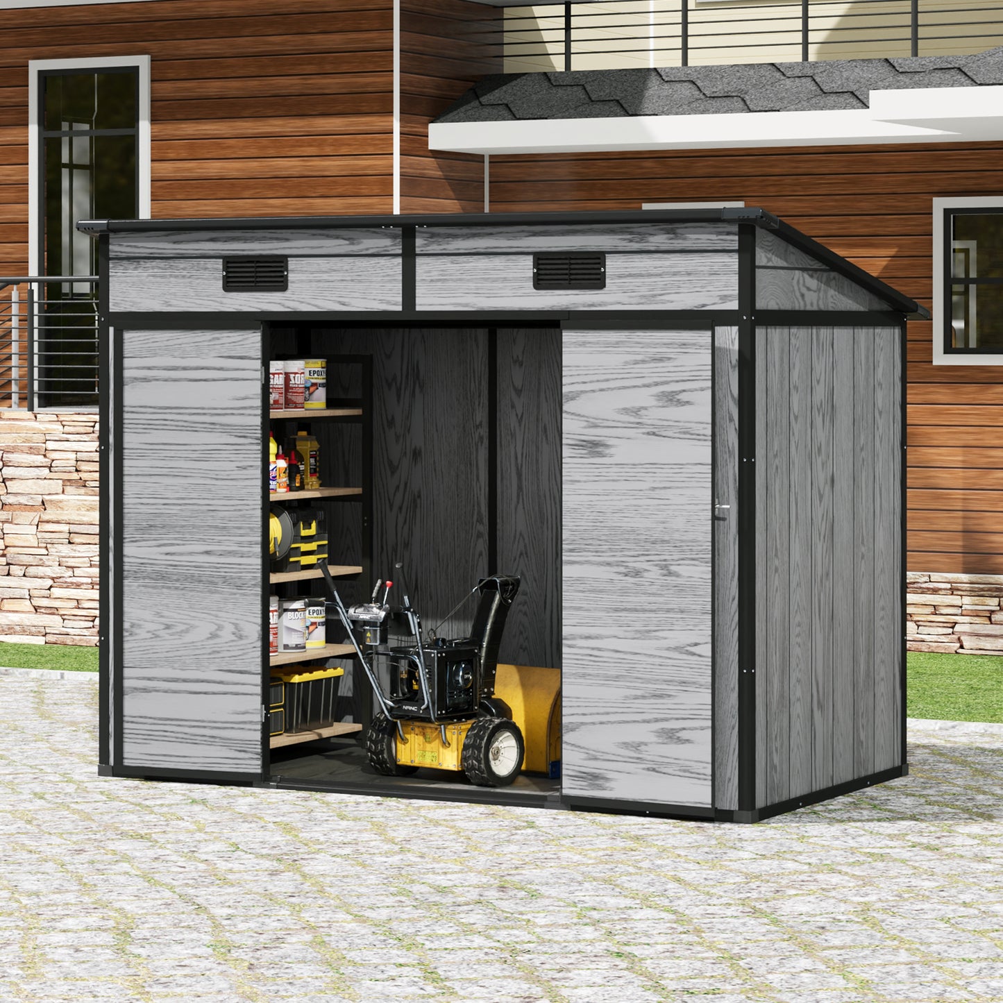 8x4FT Outdoor Plastic Garden Storage Shed
