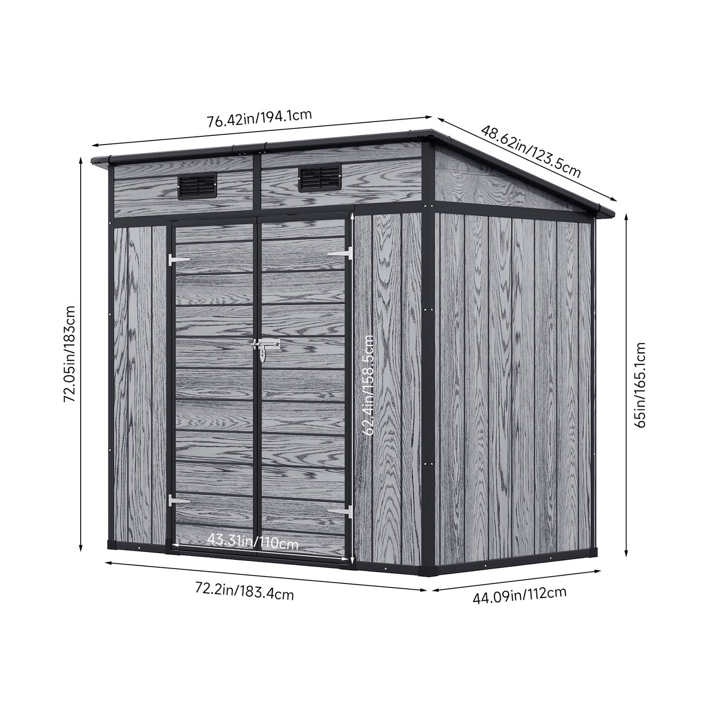 6x4FT Outdoor Plastic Garden Storage Shed