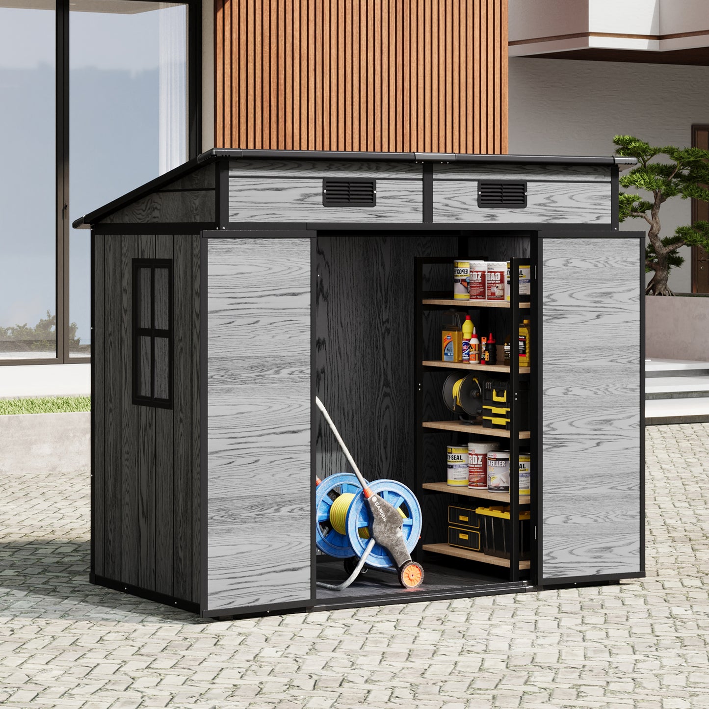 6x4FT Outdoor Plastic Garden Storage Shed