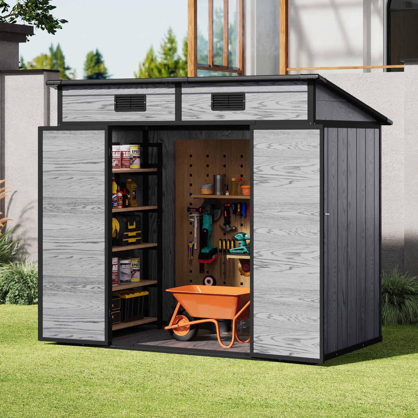 6x4FT Outdoor Plastic Garden Storage Shed