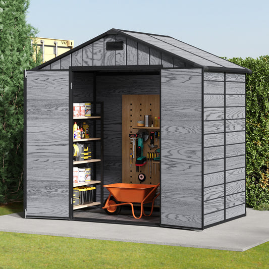 8x4ft Apex Roof Garden PP Tool Shed Outdoor Patio Storage House