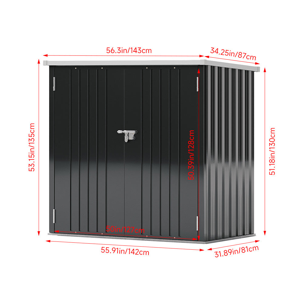 5.5x3 ft Garden Metal Tool Shed, Outdoor Patio Storage Shed