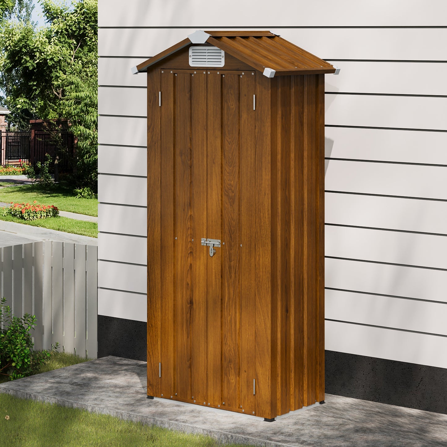 2.7X1.9FT Storage Cabinet Metal Garden Shed with Lockable Door