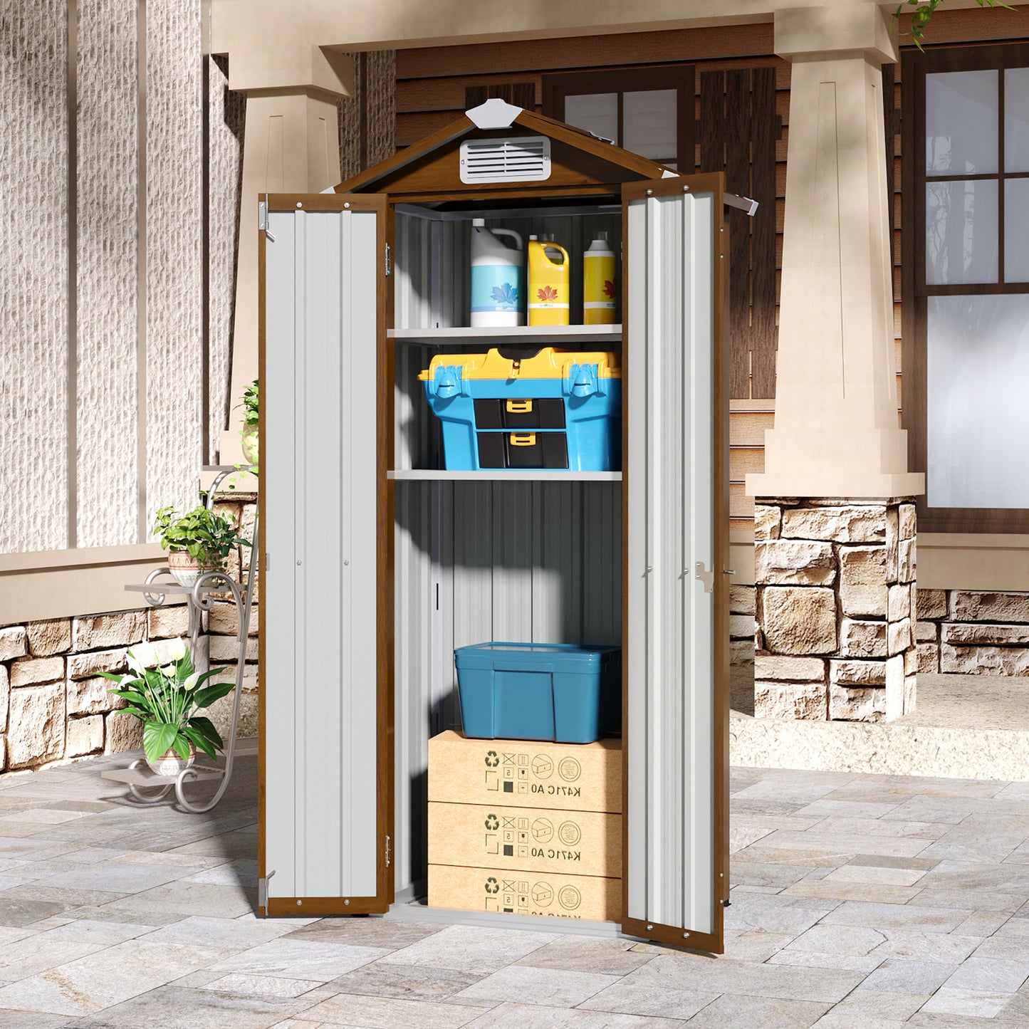 2.7X1.9FT Storage Cabinet Metal Garden Shed with Lockable Door