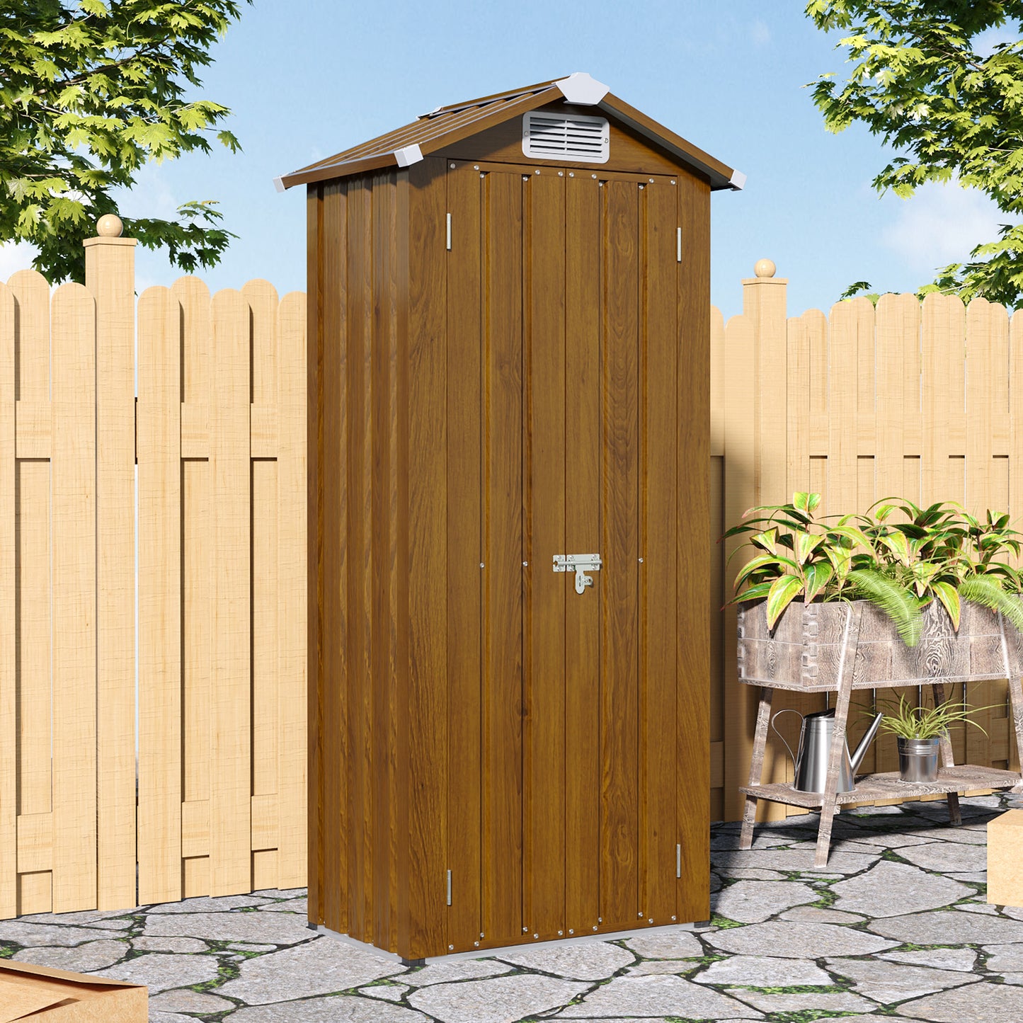 2.7X1.9FT Storage Cabinet Metal Garden Shed with Lockable Door