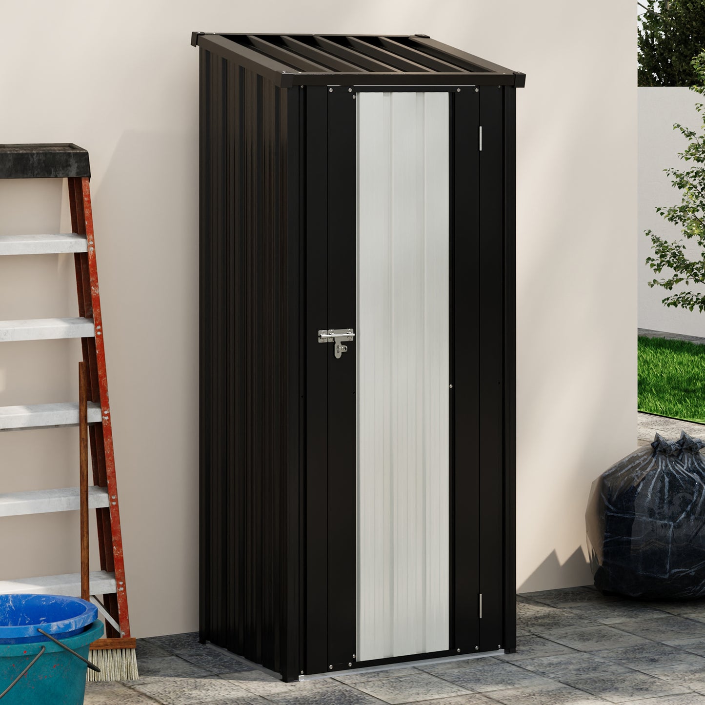 2.6X1.8FT Storage Cabinet Metal Garden Shed with Lockable Door
