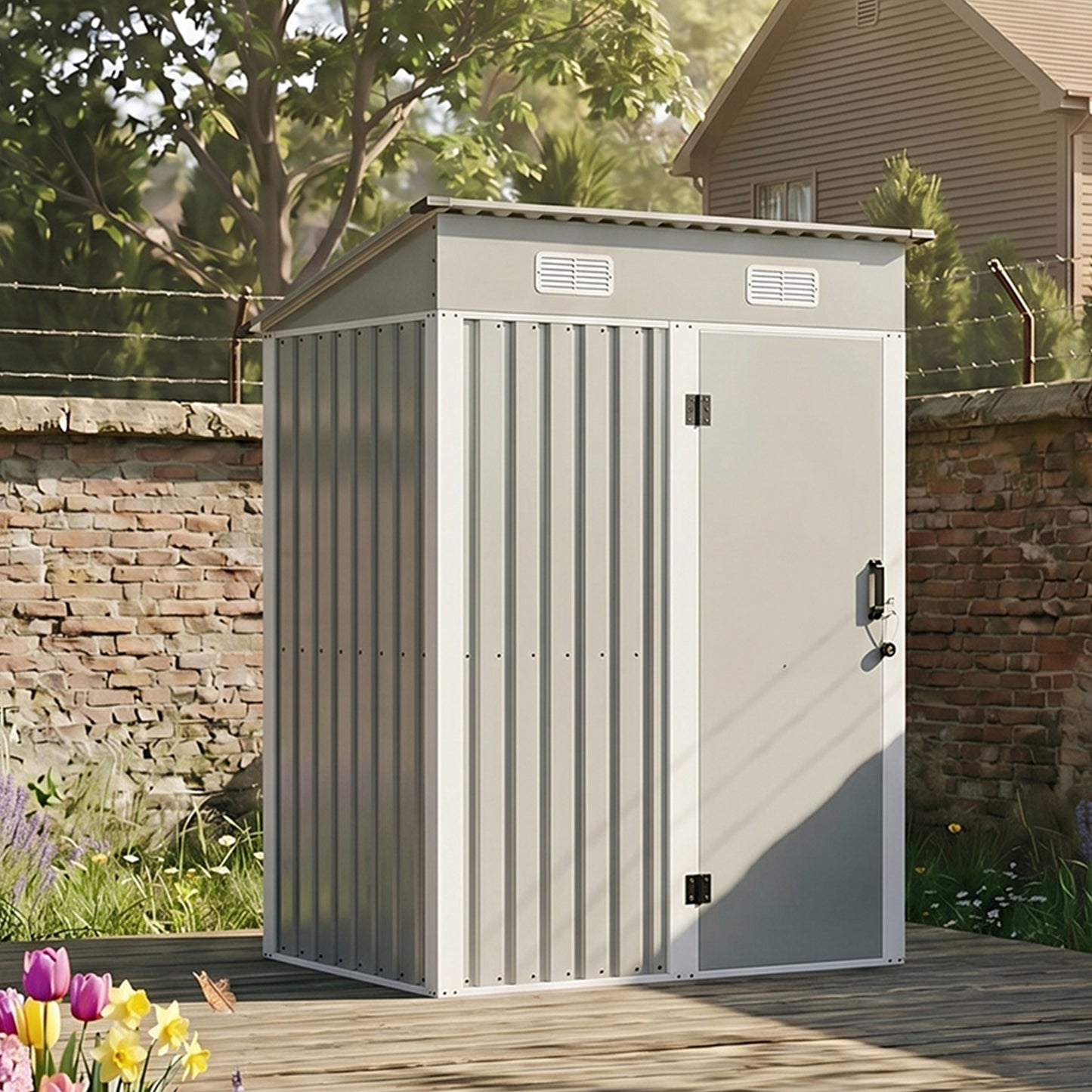 5 x 3FT Metal Garden Storage Shed with Lockable Door