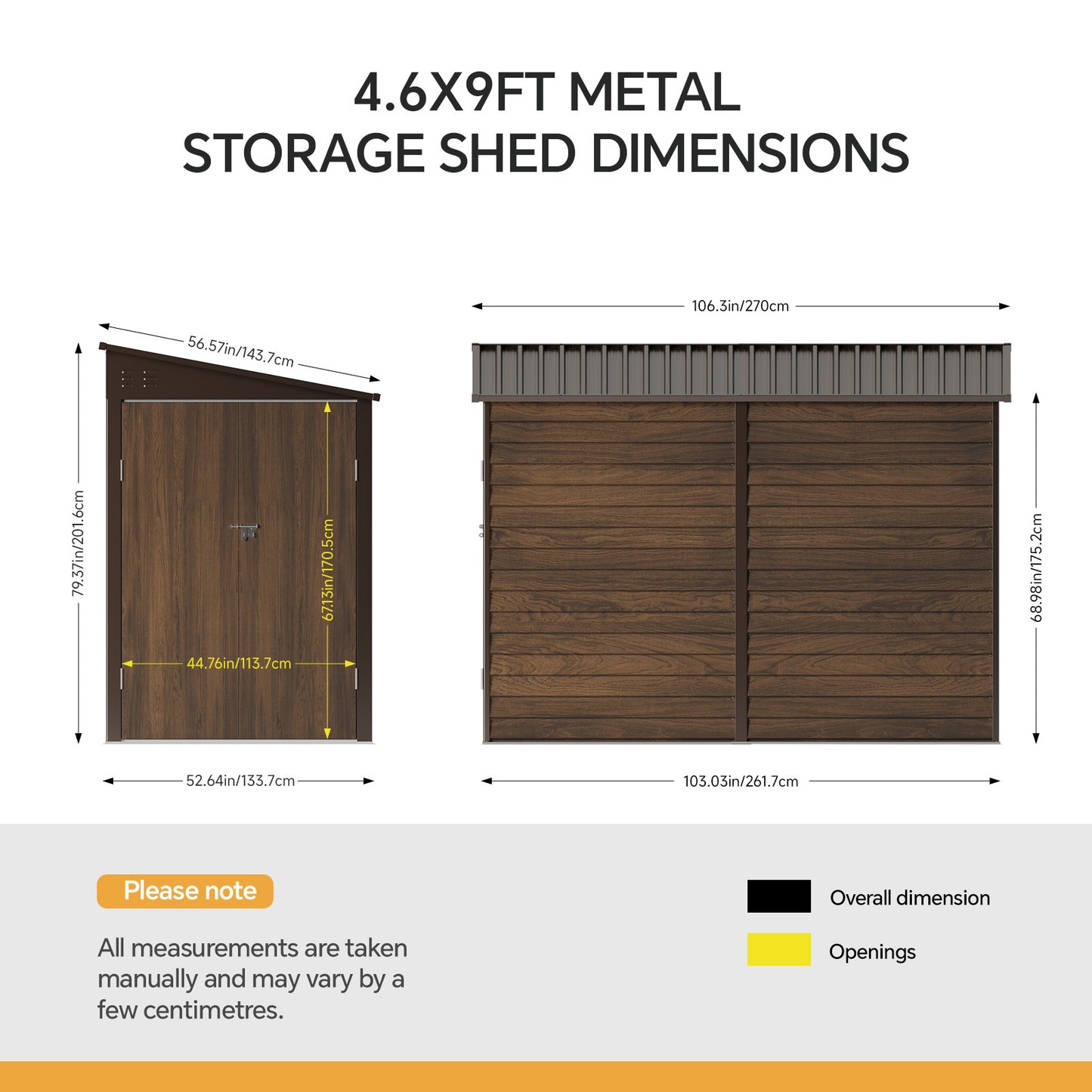 4.6 x 9FT Metal Pent Roof Garden Storage Shed