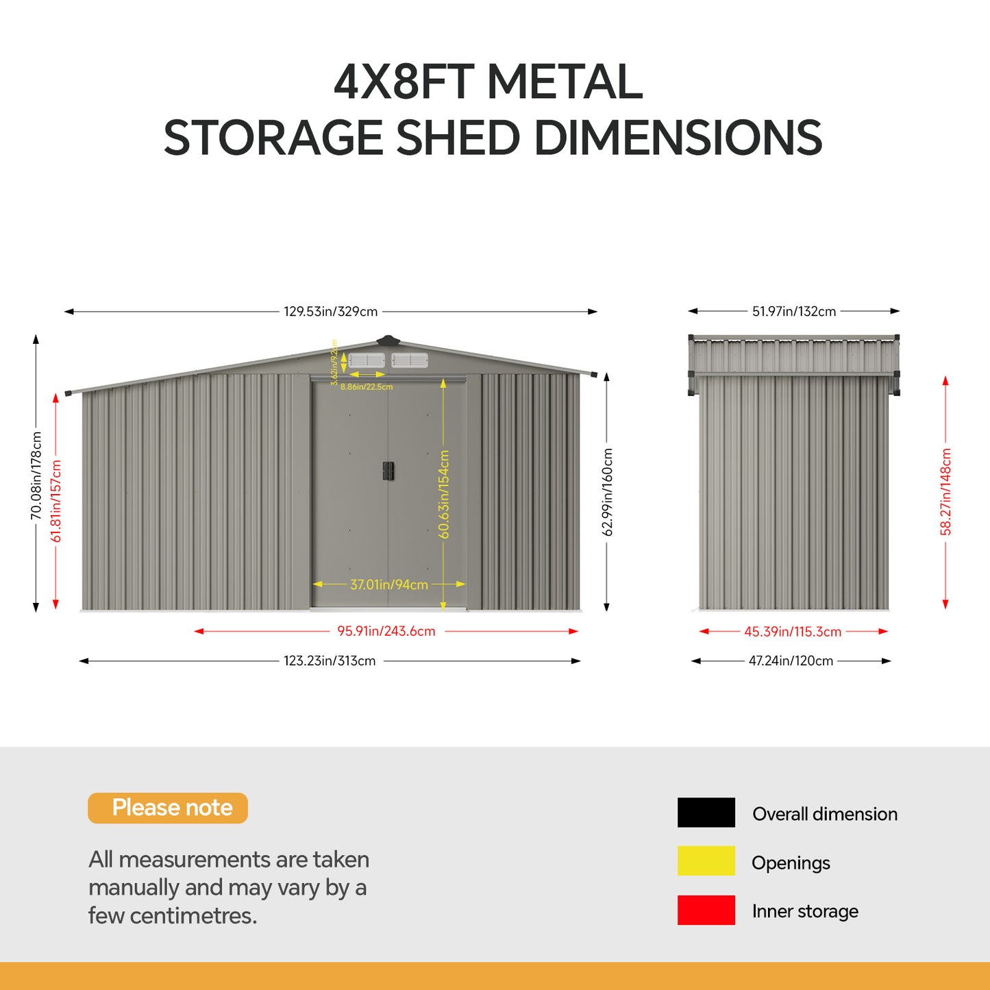 4x8FT Metal Garden Storage Shed with Log Storage