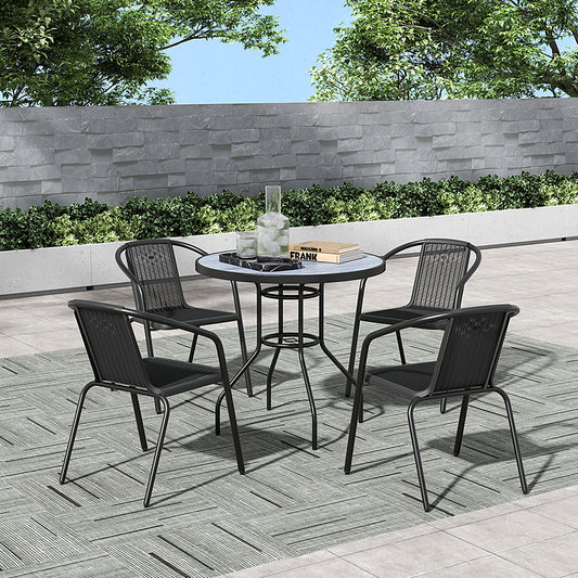 Garden Tempered Glass Wood Grain Coffee Table