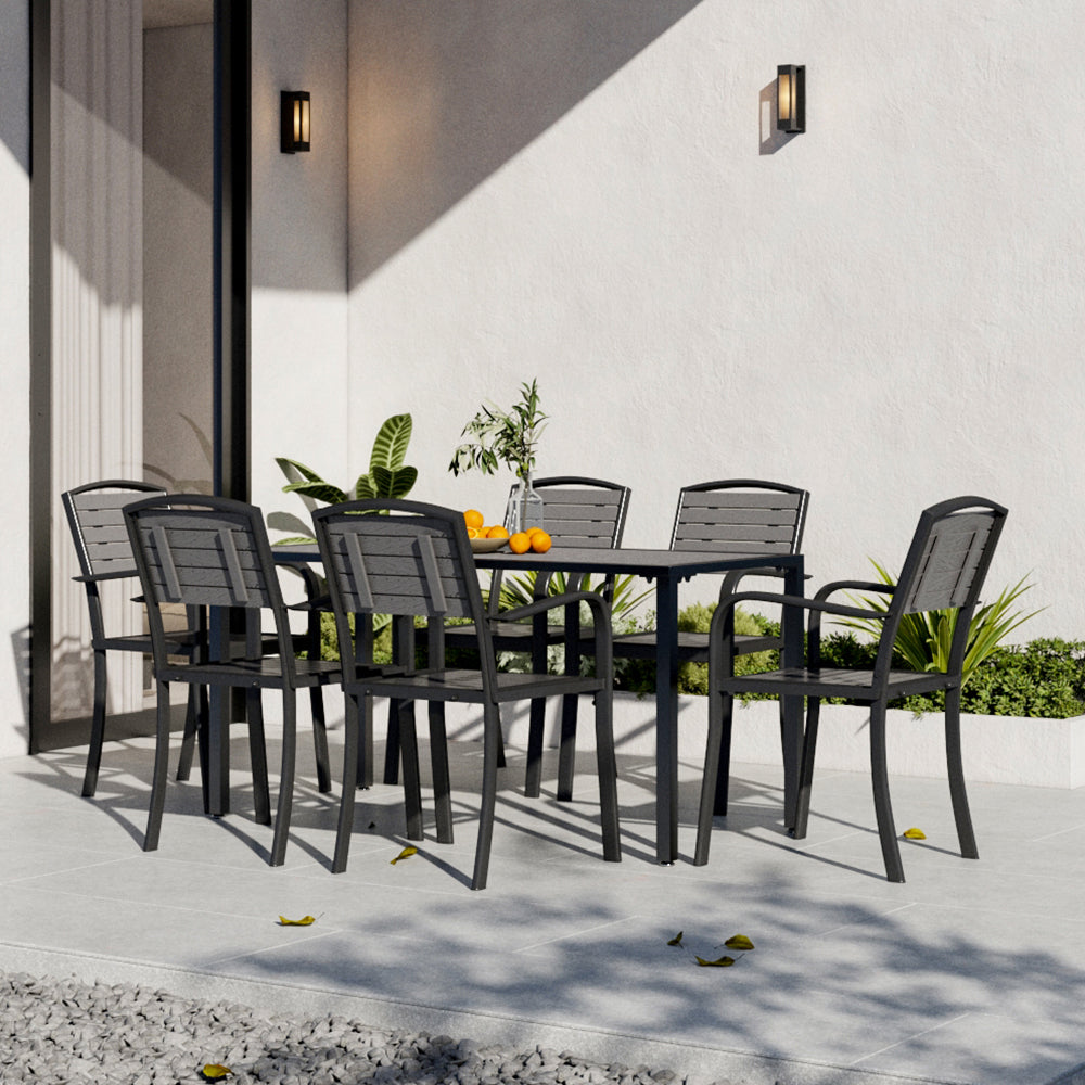 70CM Depth Grey Outdoor Dining Table with Parasol Hole