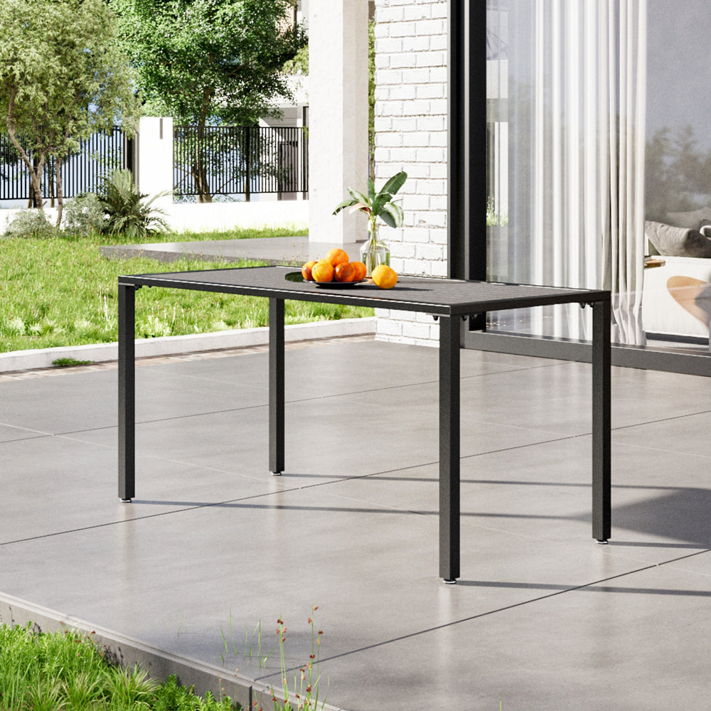 70CM Depth Grey Outdoor Dining Table with Parasol Hole