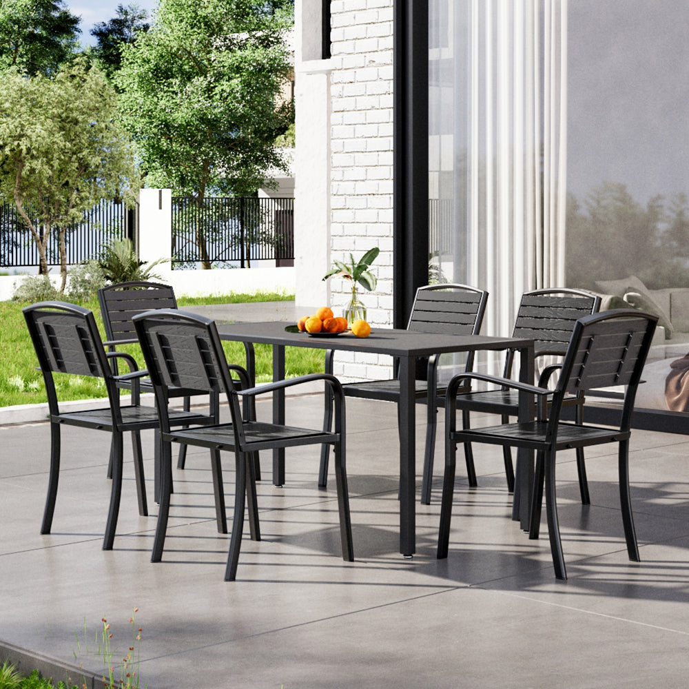 70CM Depth Grey Outdoor Dining Table with Parasol Hole