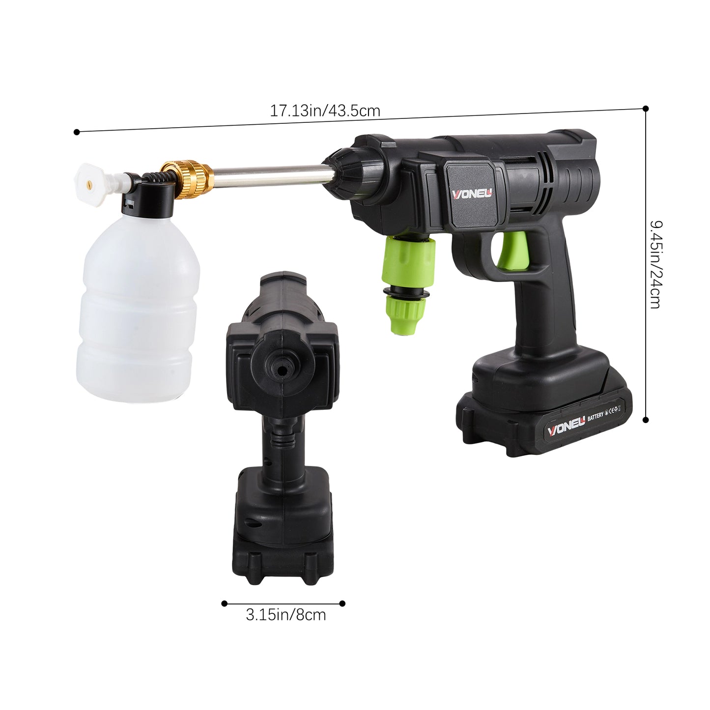 Electric Handheld Pressure Washer Cleaner with 2 Batteries