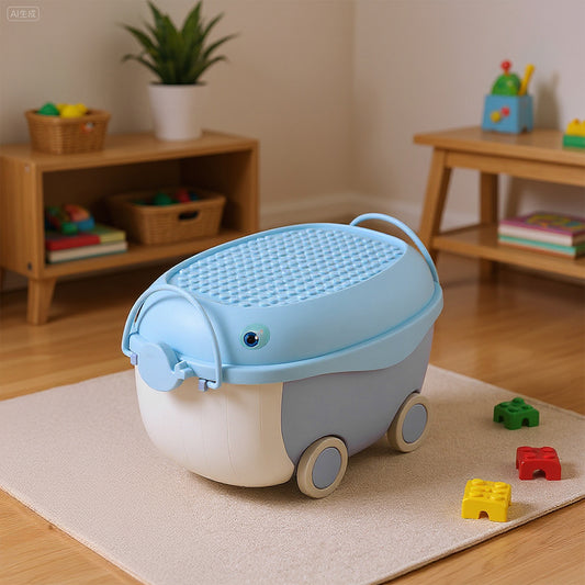 Dolphin-Shaped Toy Storage Box on Wheels