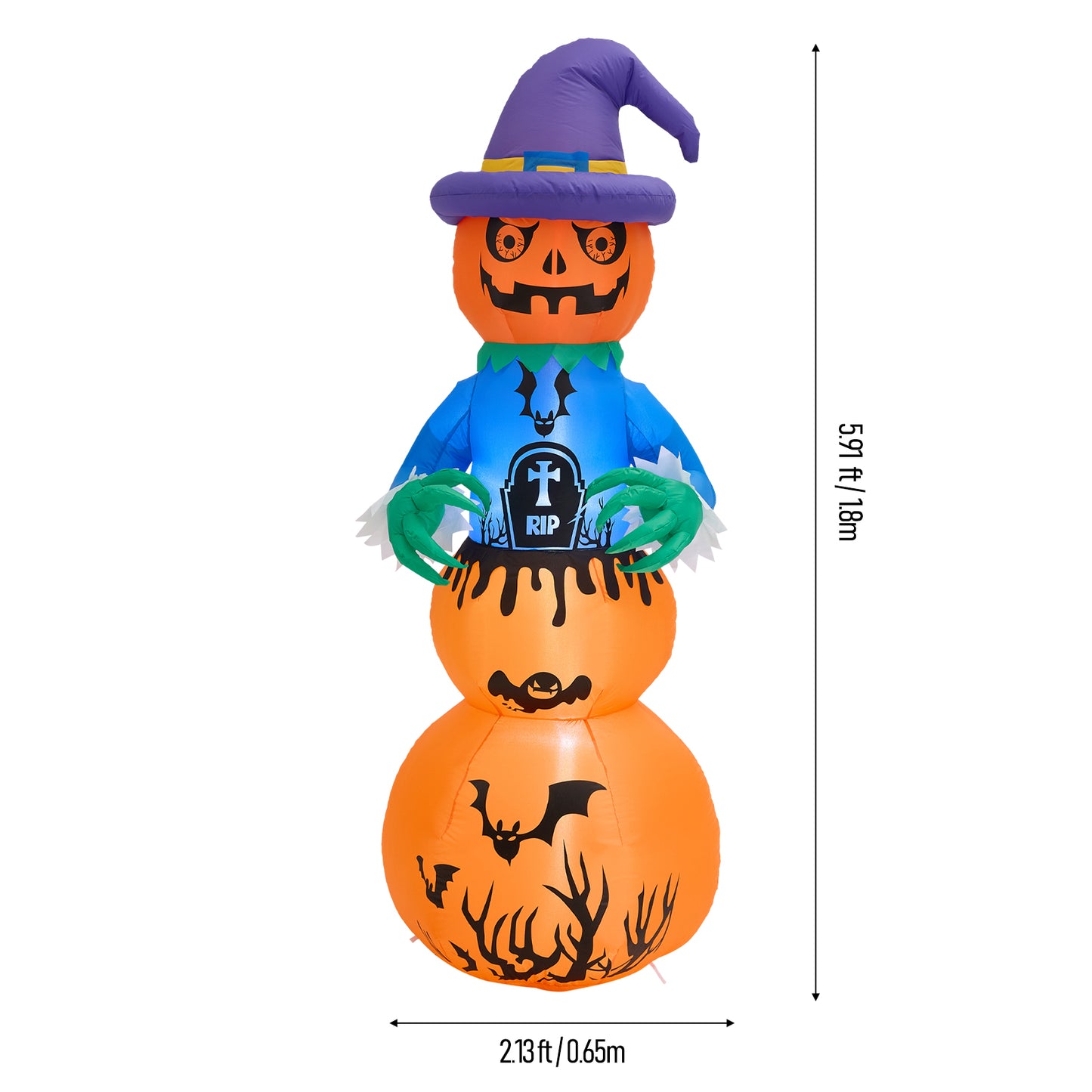 6ft Halloween Inflatable Stacked Pumpkin Ghost Decorations