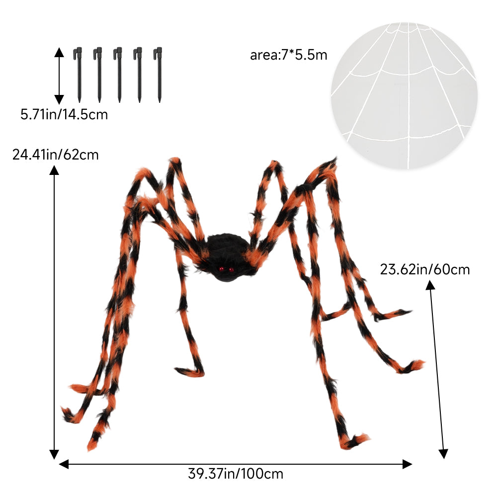 Outdoor Giant Halloween Spider Web Decoration with Scary Spider
