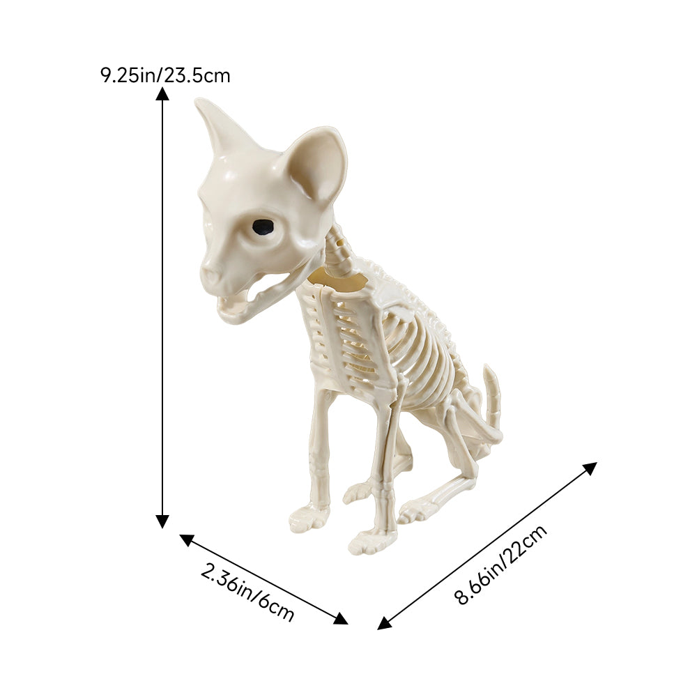 Spooky Cat Skeleton Figurine Bone Statue for Halloween Decor