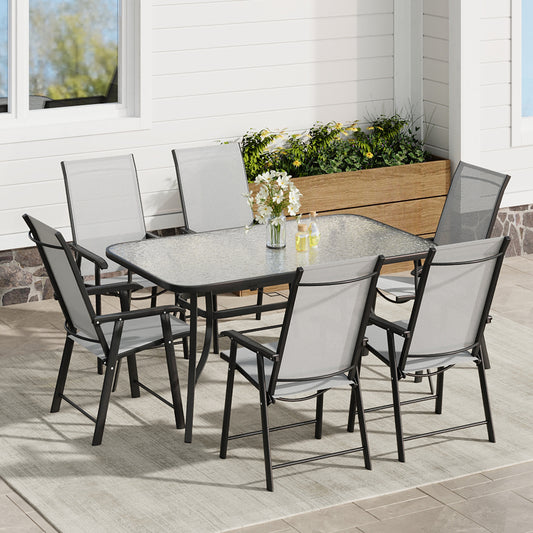 2/4Pcs Black/Brown Chairs and Rectangular Outdoor Dining Table