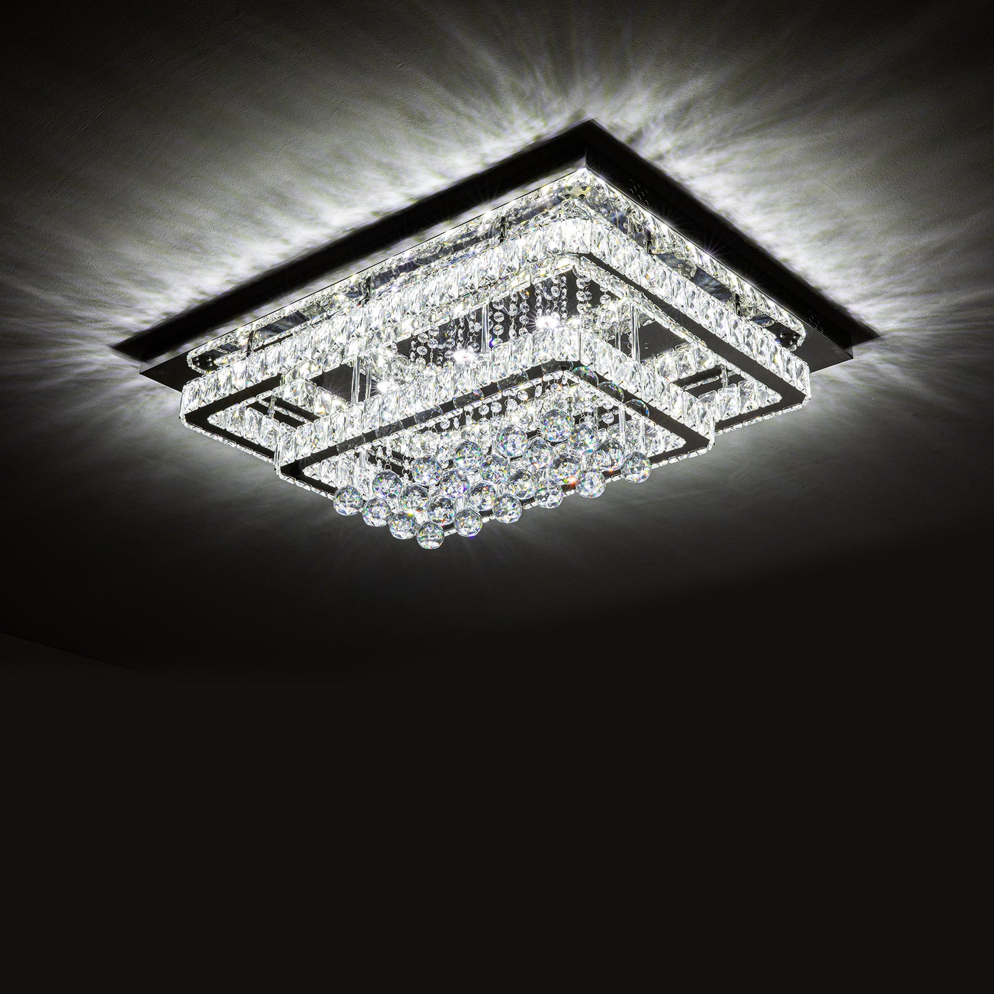 80cm Wide Double-Tier Crystal LED Ceiling Light 100W