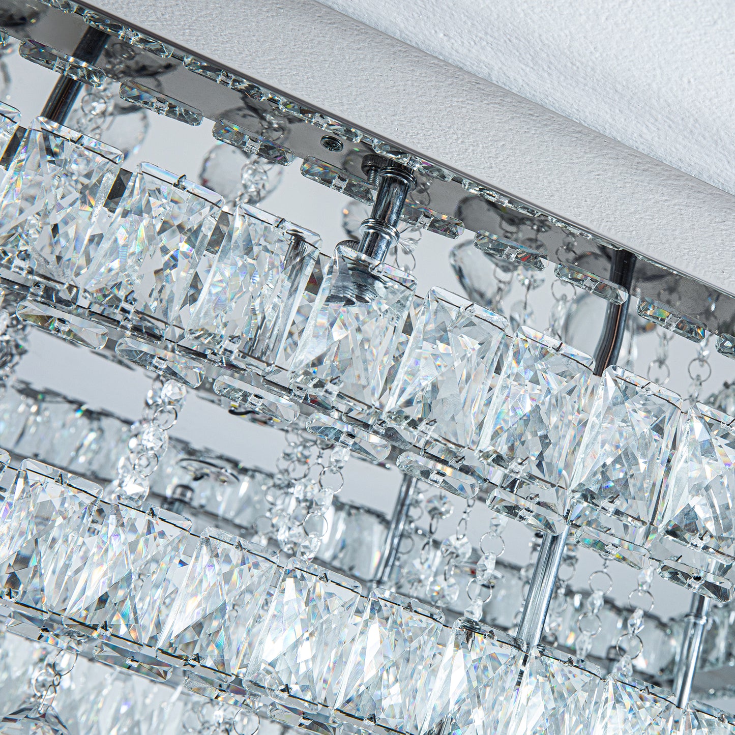 80cm Wide Double-Tier Crystal LED Ceiling Light 100W