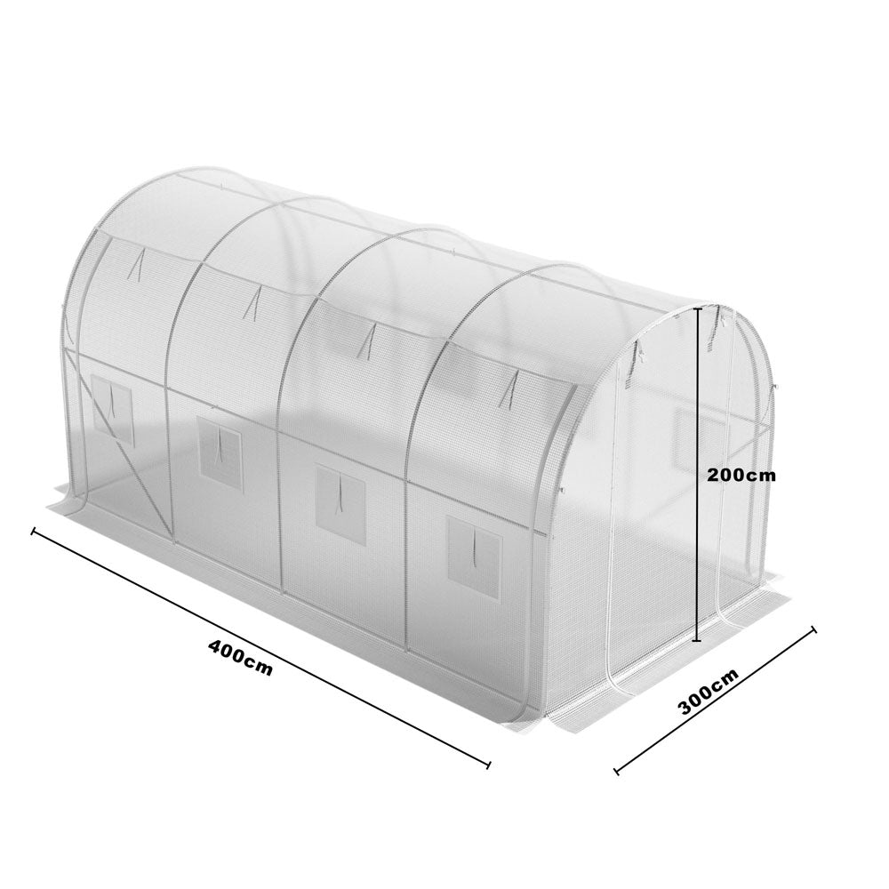 White Outdoor Walk-in Tunnel Greenhouse