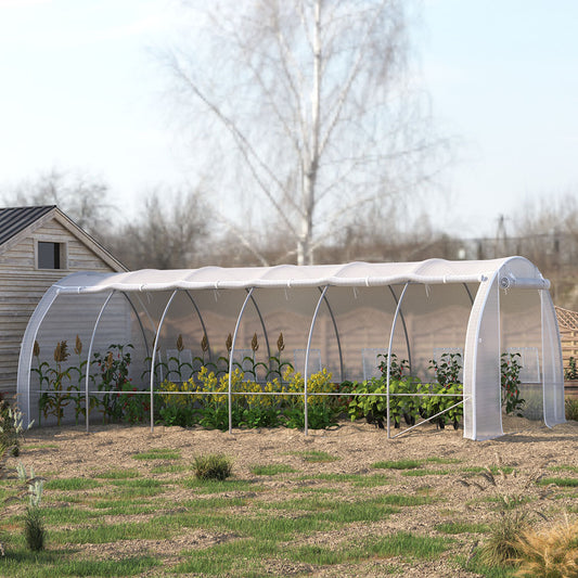 Steel Frame White Outdoor Walk-in Tunnel Greenhouse