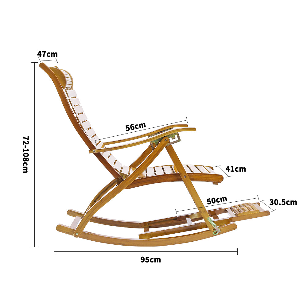Bamboo Rocking Chair Foldable Recliner