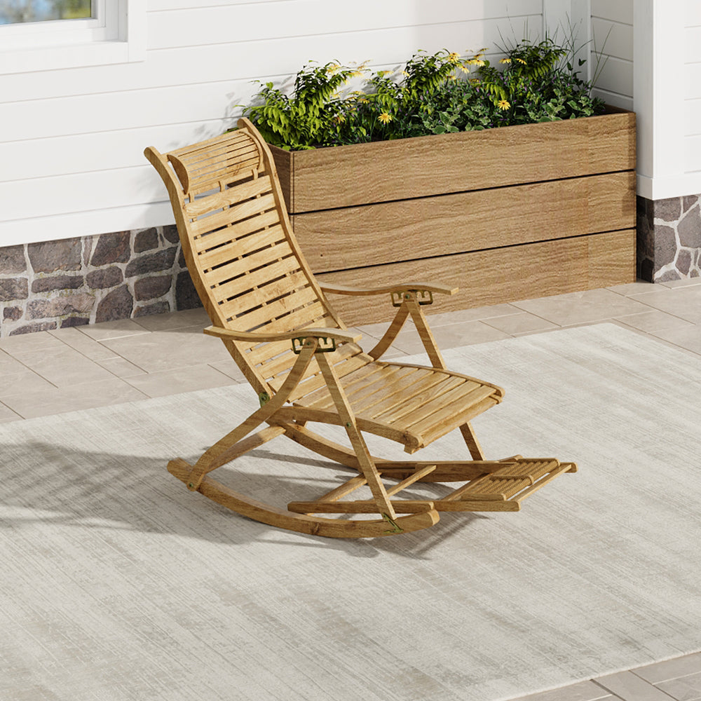 Bamboo Rocking Chair Foldable Recliner