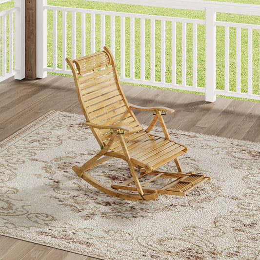 Bamboo Rocking Chair Foldable Recliner