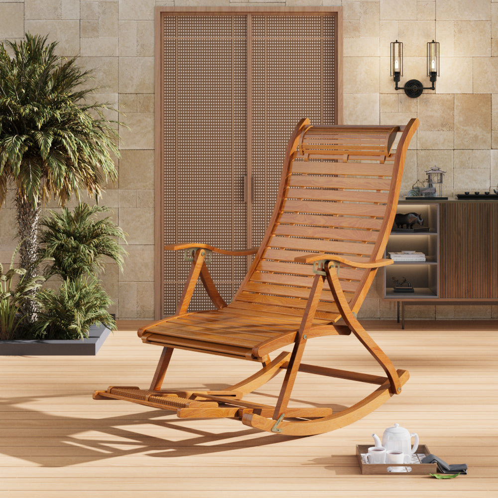 Bamboo Rocking Chair Foldable Recliner