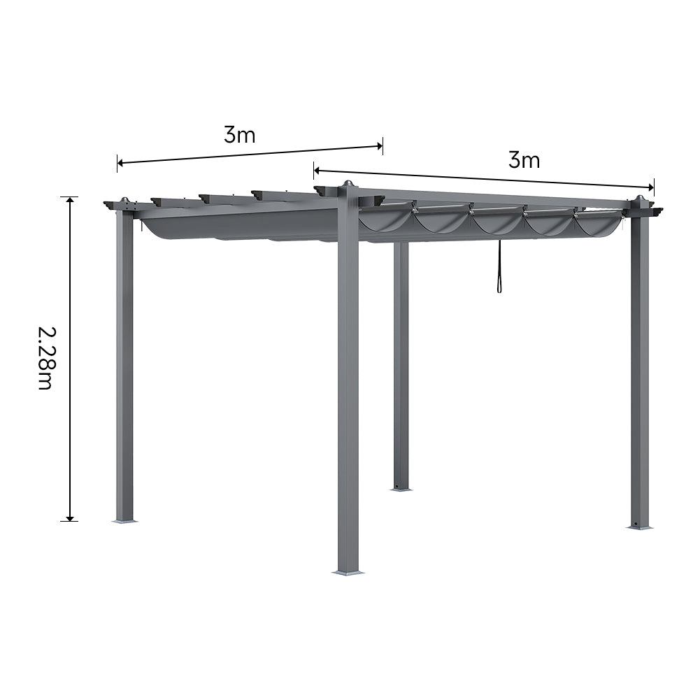 Aluminum Framed Garden Pergola with Retractable Canopy