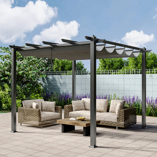 Aluminum Framed Garden Pergola with Retractable Canopy