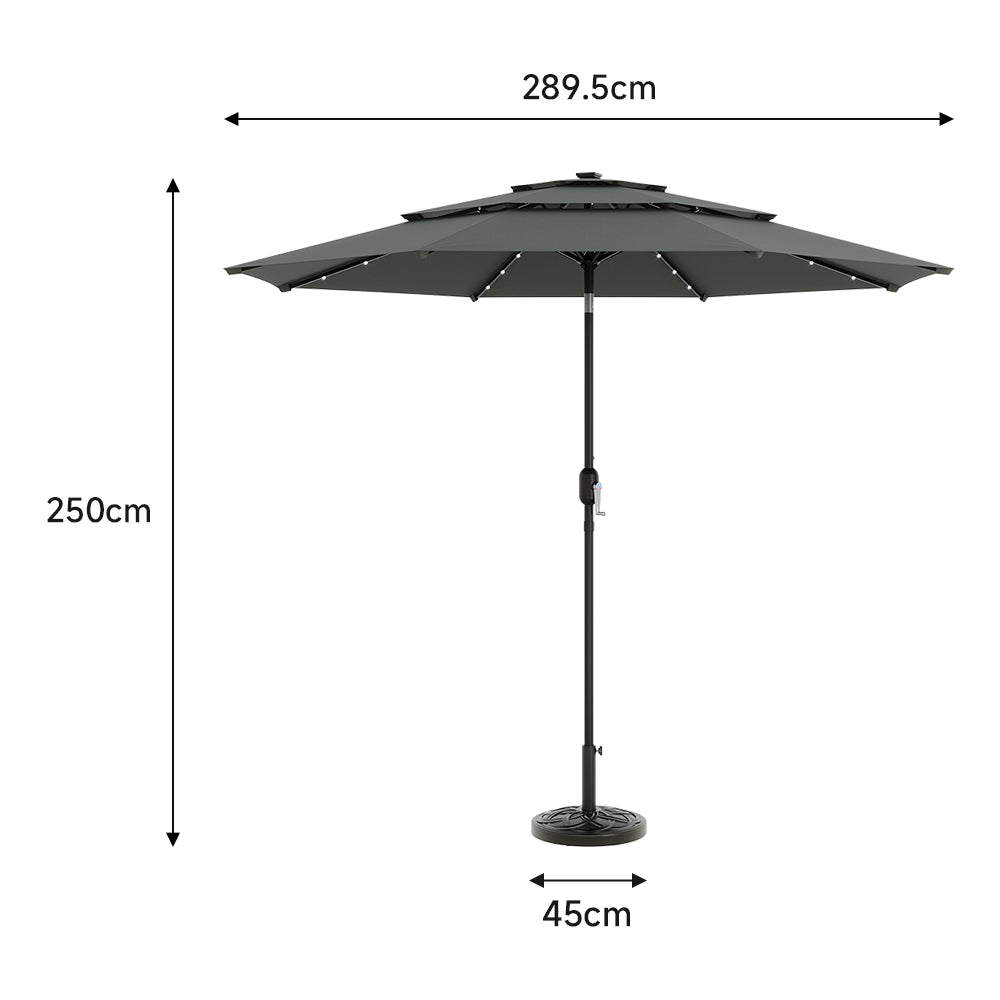 Outdoor 3-Tier Umbrella with Solar Lights without Base