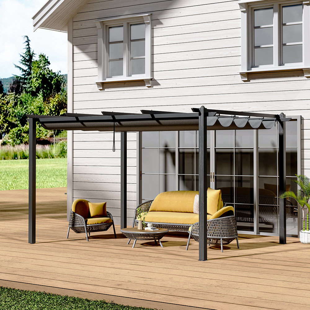 Aluminum Framed Garden Pergola with Retractable Canopy