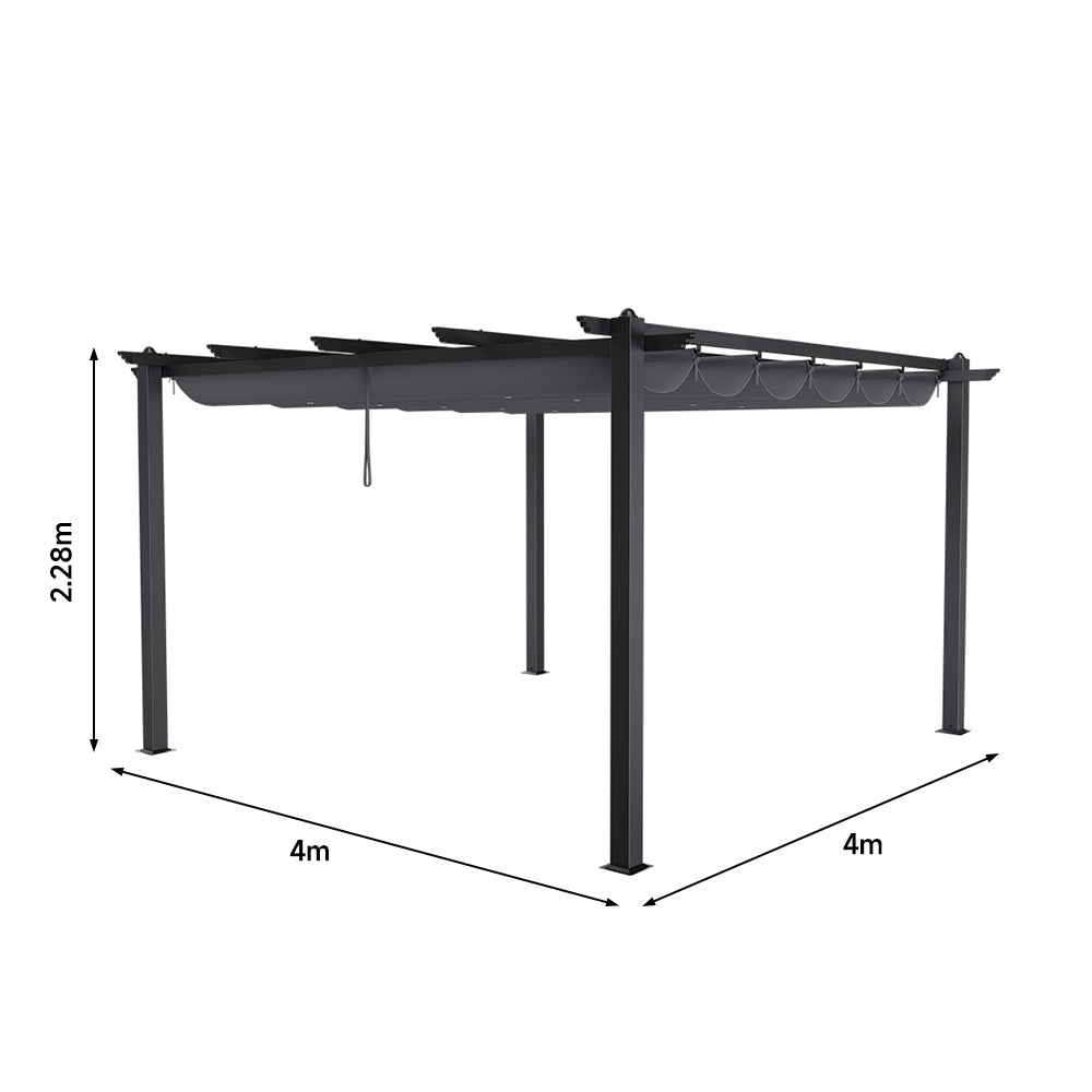 Aluminum Framed Garden Pergola with Retractable Canopy