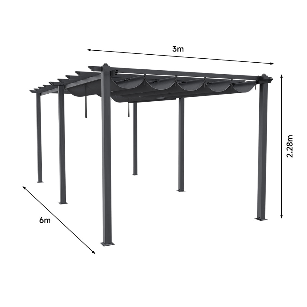 Aluminum Framed Garden Pergola with Retractable Canopy