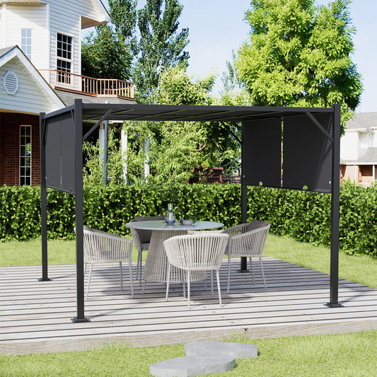 Outdoor Retractable Steel Pergola with Canopy