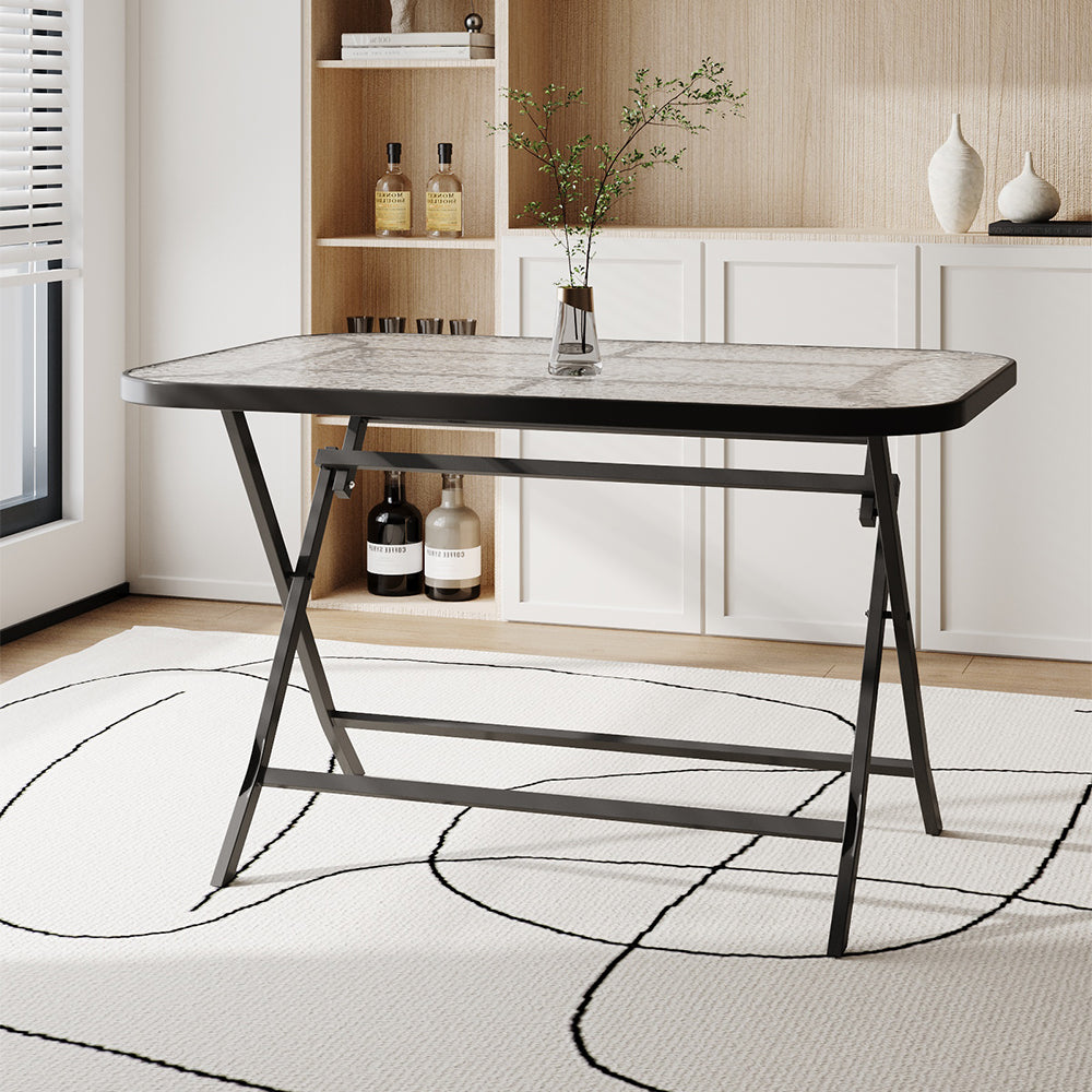 Outdoor/Indoor Metal Folding Table with Umbrella Hole