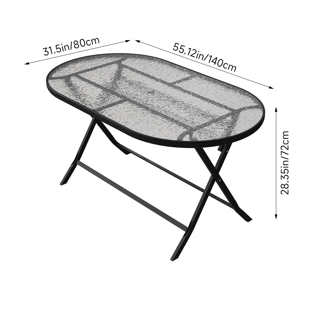Outdoor/Indoor Metal Folding Table with Umbrella Hole