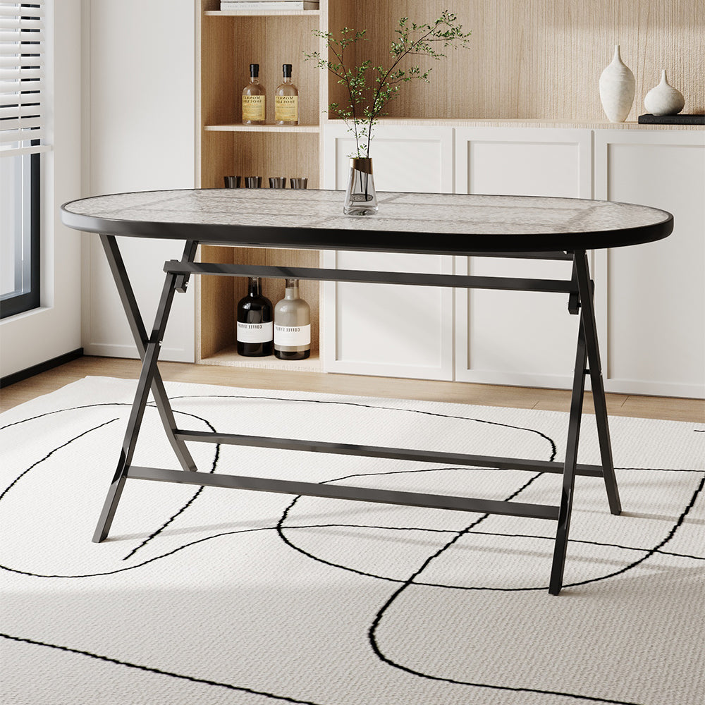 Outdoor/Indoor Metal Folding Table with Umbrella Hole