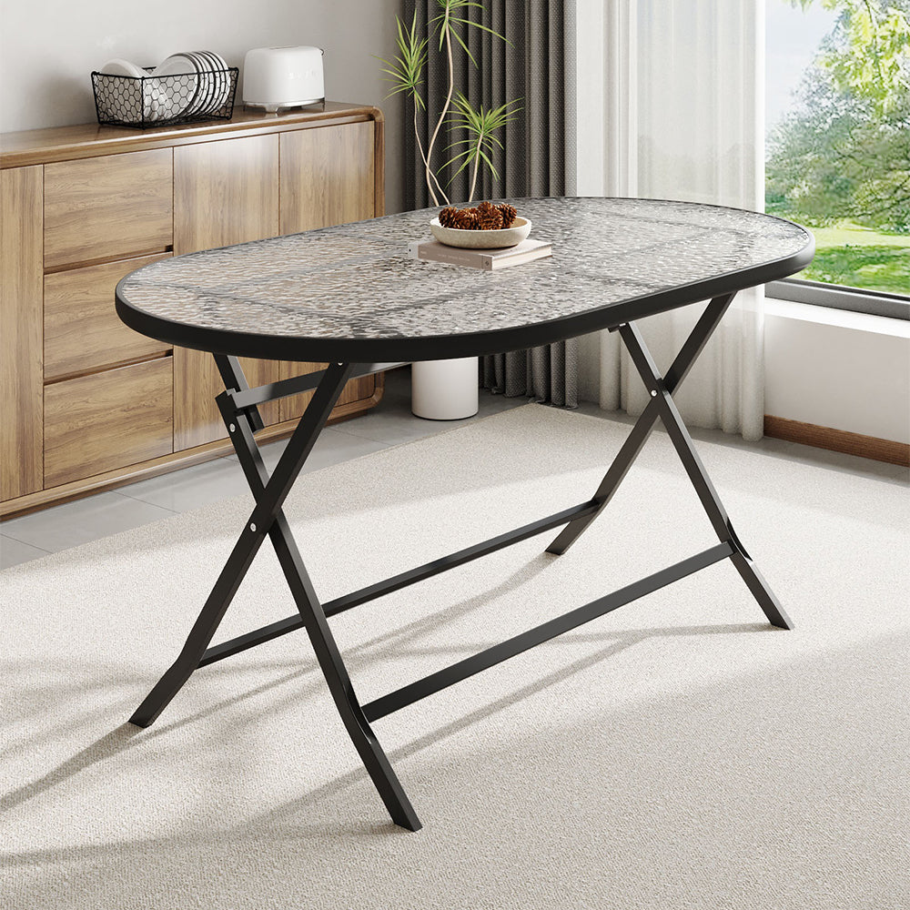 Outdoor/Indoor Metal Folding Table with Umbrella Hole
