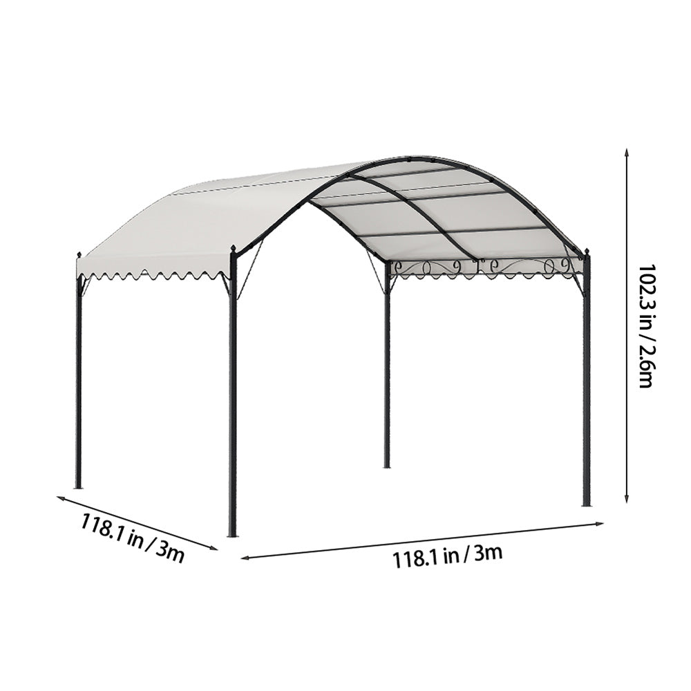 Outdoor Metal Arched Pergola with Canopy