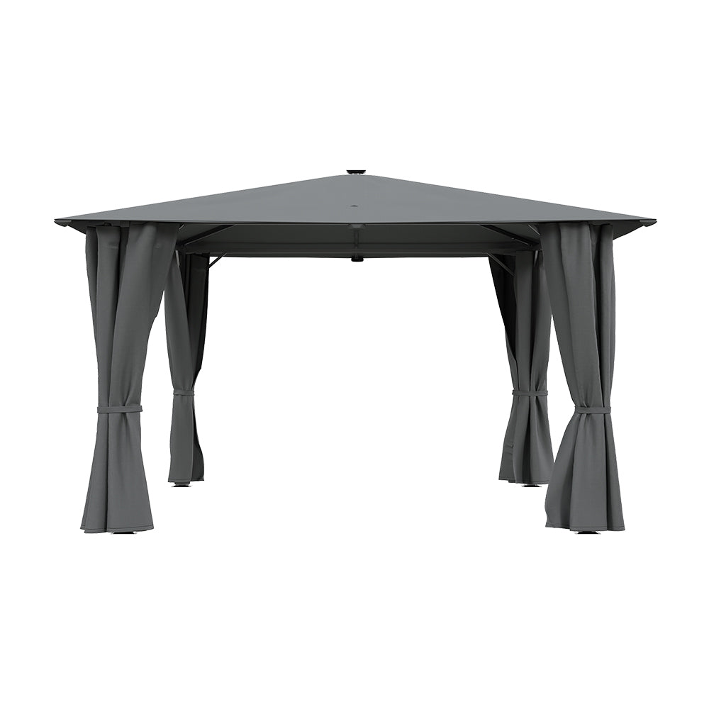 Solar LED Metal Patio Gazebo with Curtains