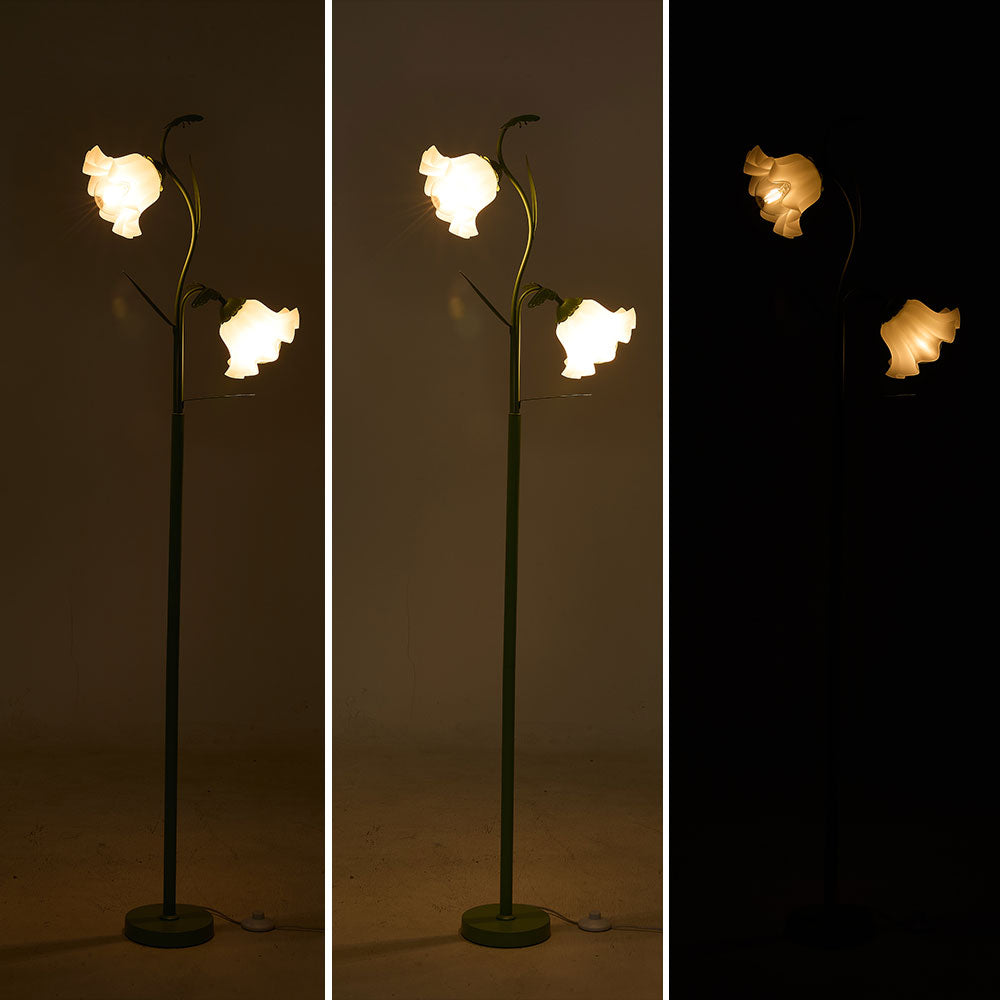2-Light Flower Floor Lamp with Floor Switch