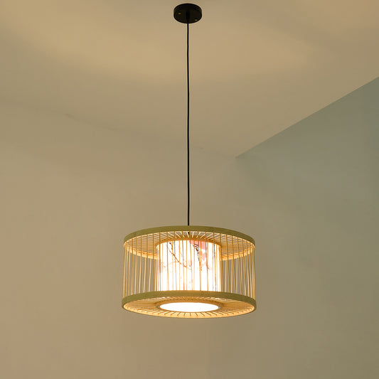Bamboo-Woven Pendant Light