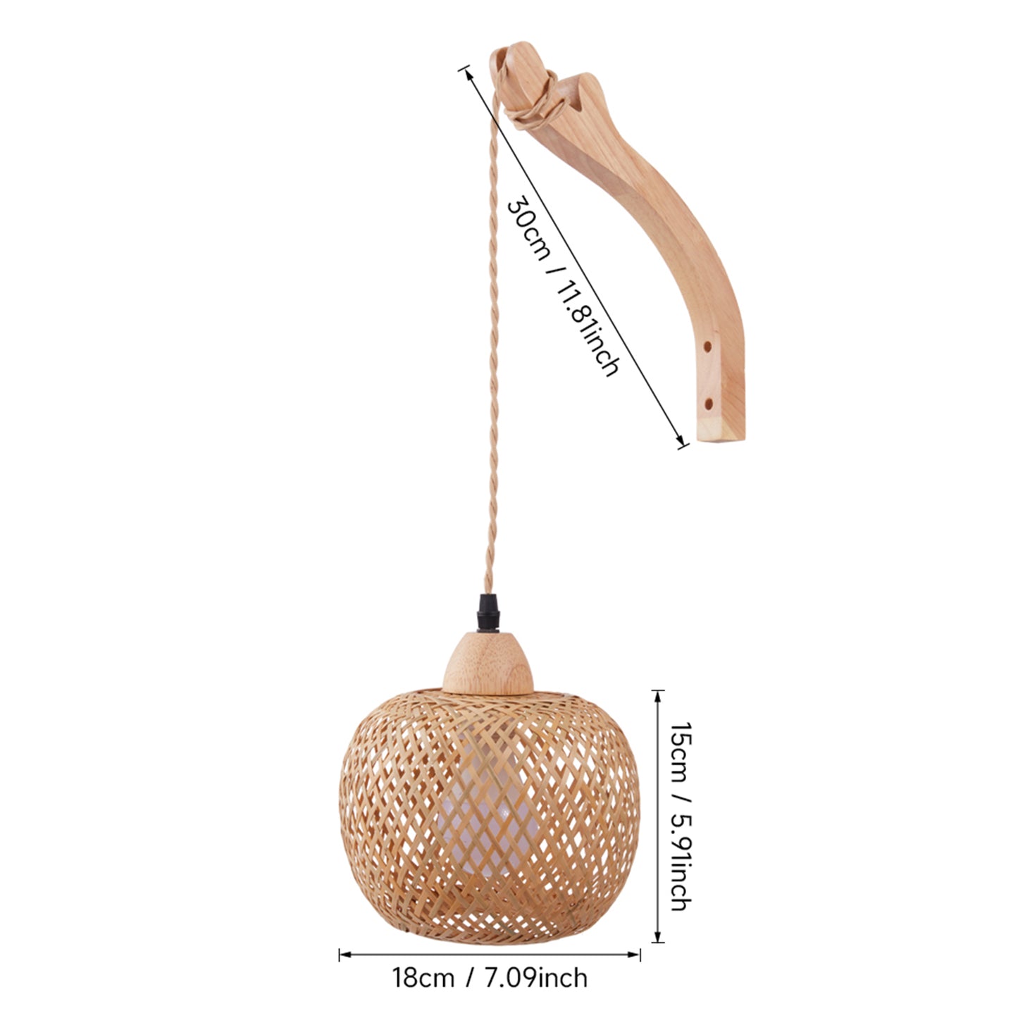 Bamboo Lampshade E27 Wall Light