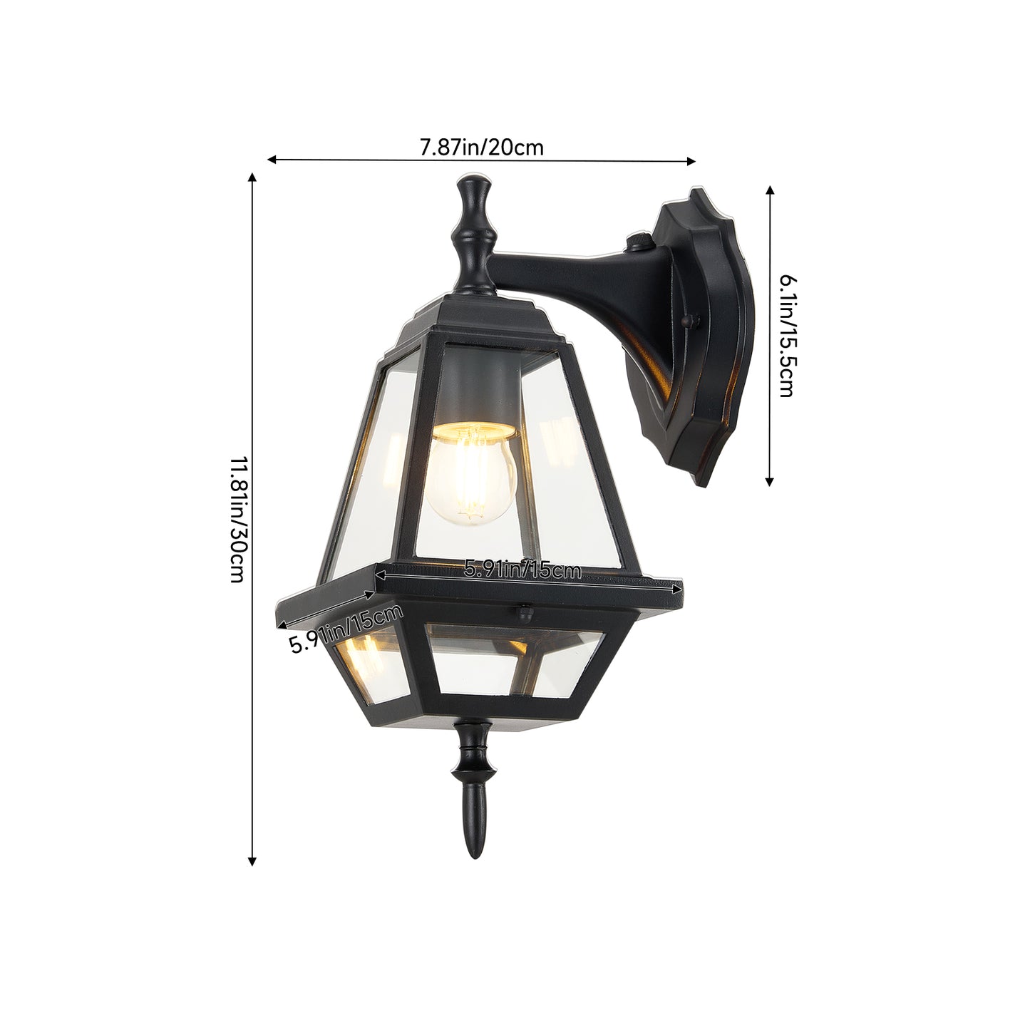 Black IP65 Weatherproof Outdoor Wall Light